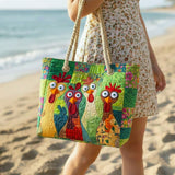 תיק חוף בעבודת יד | תרנגולת מגניבה